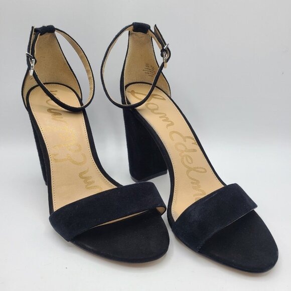 Sam Edelman Women's Yaro Ankle Strap Heel Black Leather US 10 W - Picture 1 of 10